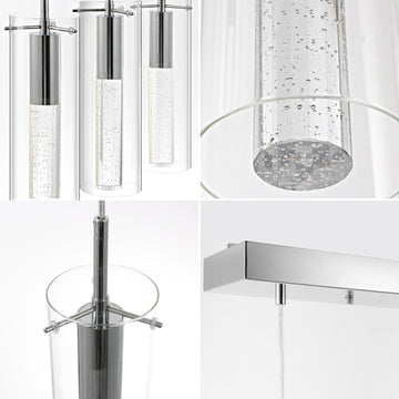 Mium Modern Style Iron/Crystal/Glass Integrated LED Linear Pendant - JONATHAN Y